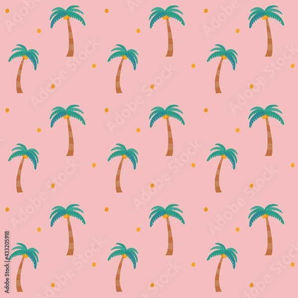 Obraz 夏 南国 ヤシの木 シームレスパターン