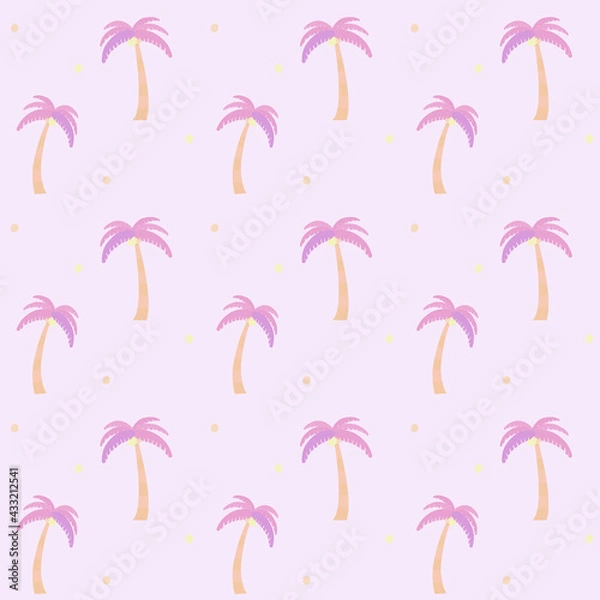 Obraz 夏 南国 ヤシの木 シームレスパターン