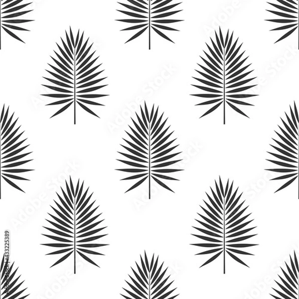 Obraz Palm leaves black and white seamless pattern.