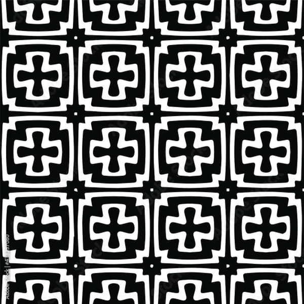 Fototapeta : Geometric vector pattern with Black and white colors. Seamless abstract ornament for wallpapers and backgrounds.