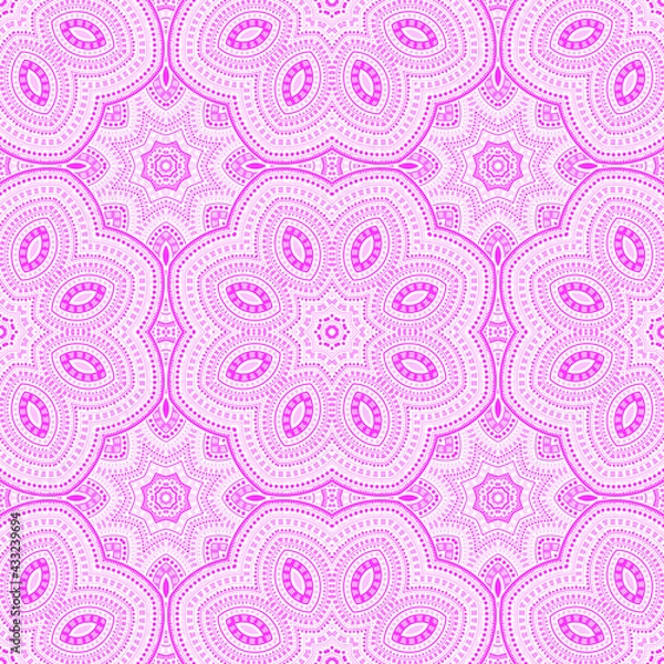 Fototapeta Girih authentic geometric vector seamless ornament. Textile patchwork design. Classic azulejo pattern. Pottery decor design. Star symmetry composition.
