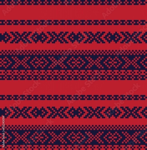 Fototapeta Christmas Fair Isle Seamless Pattern Background
