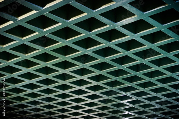 Fototapeta Sao Paulo, SP, Brazil - March 3 2020: detail lining apparent structure perforated slab wood finish