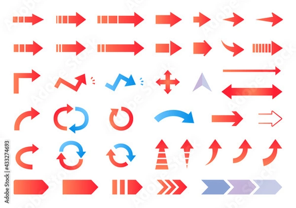 Fototapeta いろいろな矢印　赤　レッド　アイコン　セット