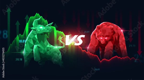 Obraz Concept art of Bullish and Bearish Stock Market in futuristic idea suitable for Stock Marketing or Financial Investment