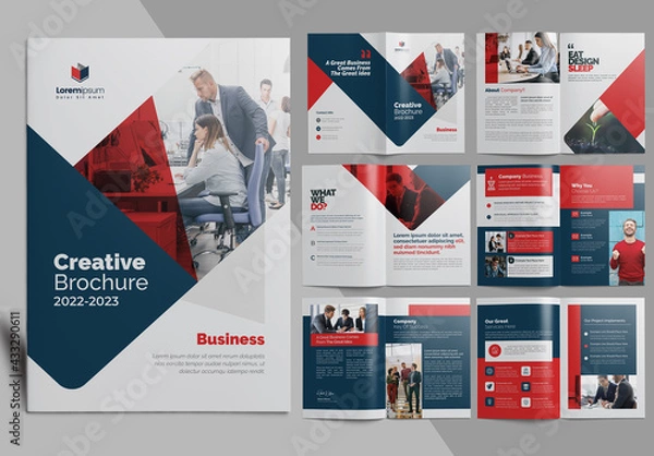 Obraz Red Corporate Brochure Layout Premium Vector Accents