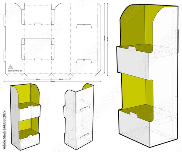 Obraz Box for Display Stand and Die-cut Pattern.