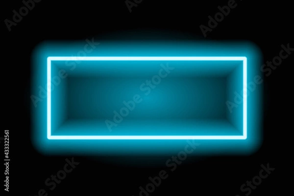 Fototapeta Neon frame blue glowing dark background vector illustration.