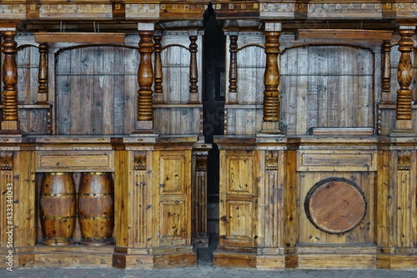 Fototapeta Vintage retro Old Bar Wooden wnętrze w amerykańskim stylu dzikiego zachodu. Tło dla tekstu lub obrazu.