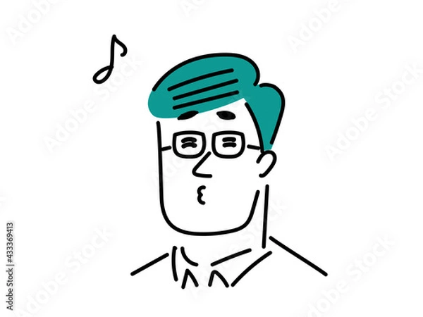 Fototapeta 口笛を吹く笑顔のメガネの男性のイラスト素材