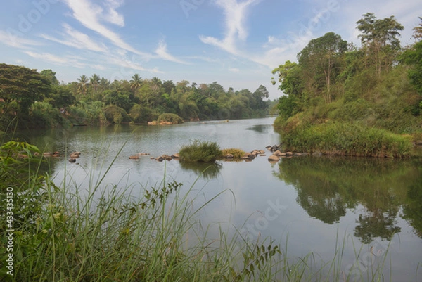 Obraz River Cauvery or Kaveri flowing through the forest in Coorg, India