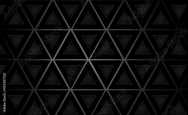 Fototapeta black and gray triangular carbon texture, 3d curly triangles bac