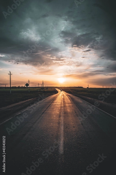 Obraz sunset on the road
