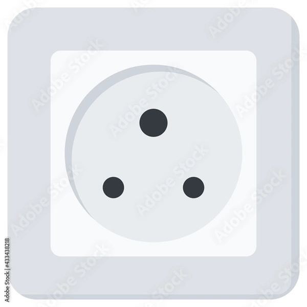 Obraz Simple White Flat Wall Socket Vector Illustration Icon, Type D