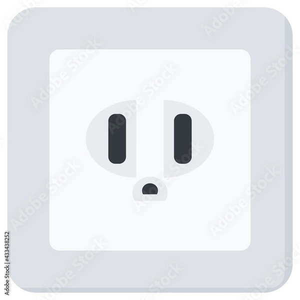 Obraz Simple White Flat Wall Socket Vector Illustration Icon, Type B