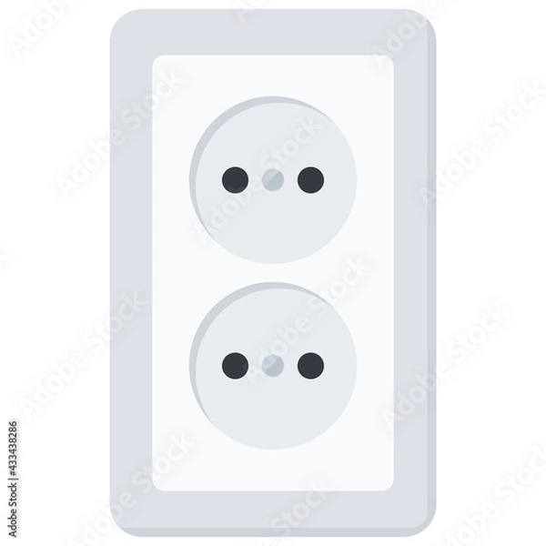 Obraz Simple White Flat Wall Socket Vector Illustration Icon, Type C