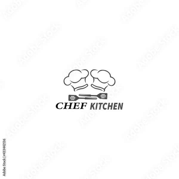Fototapeta chef master logo with chef hat on white background