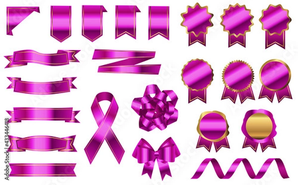 Obraz パープルリボン 紫 メダル バッジ リボン セット リアル