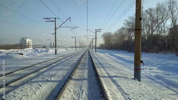 Obraz Railway in winter in siberia 