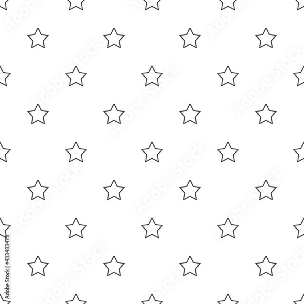 Obraz contour stars on a white background, seamless pattern. vector illustration.