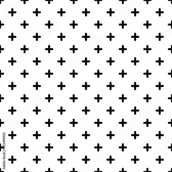 Fototapeta Black crosses isolated on white background. Monochrome geometric seamless pattern. Vector simple flat graphic illustration. Texture.
