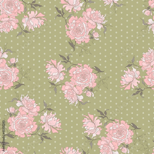 Obraz peony seamless pattern