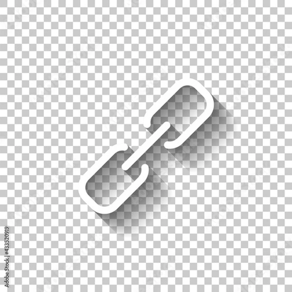 Obraz Simple link icon, metal chain, hyperlink symbol. White linear icon with editable stroke and shadow on transparent background