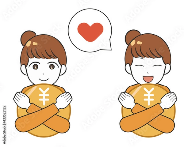 Fototapeta 女性　お金を抱きしめる