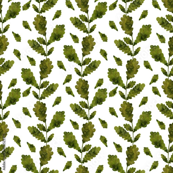 Obraz Green oak leaves seamless pattern