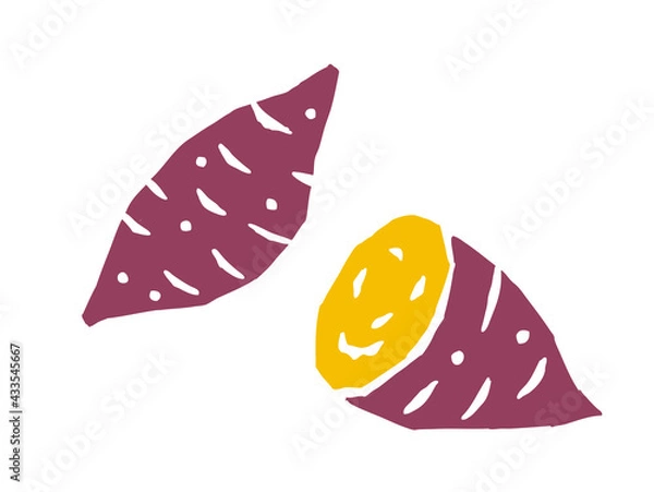 Obraz サツマイモ　かわいいレトロなイラスト