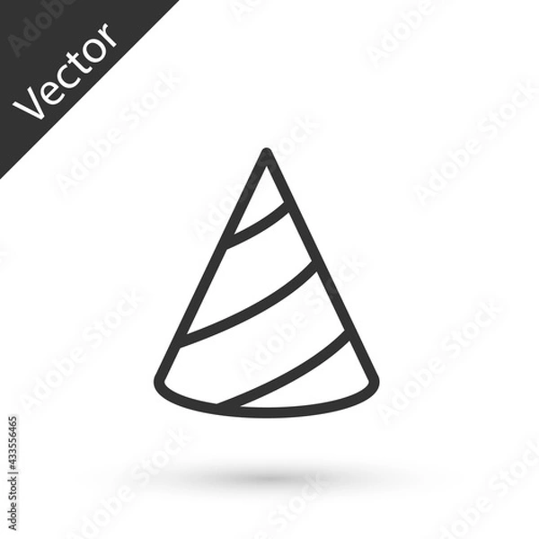 Obraz Grey line Party hat icon isolated on white background. Birthday hat. Vector