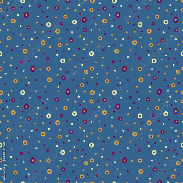 Fototapeta Abstract seamless pattern dotted blue color.Modern hand drawn texture background.