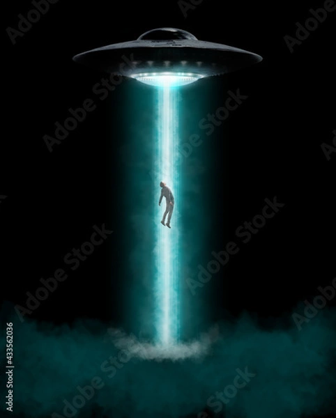 Obraz Man being abducted by UFO