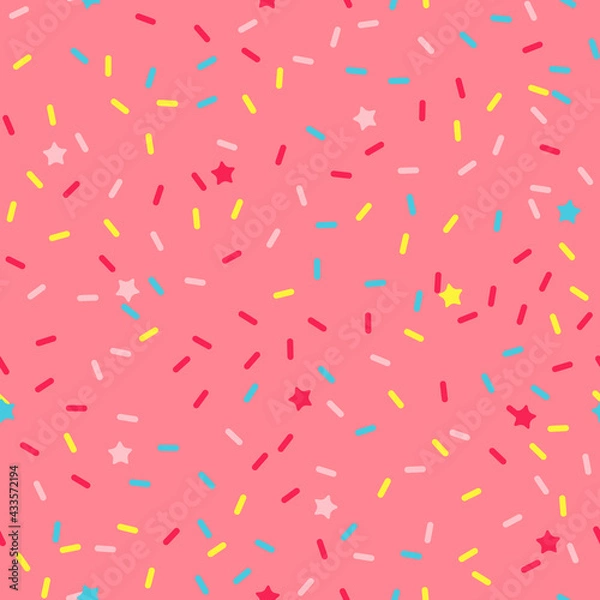Fototapeta Sprinkle vector seamless pattern. Doughnut and ice cream dessert cute background.