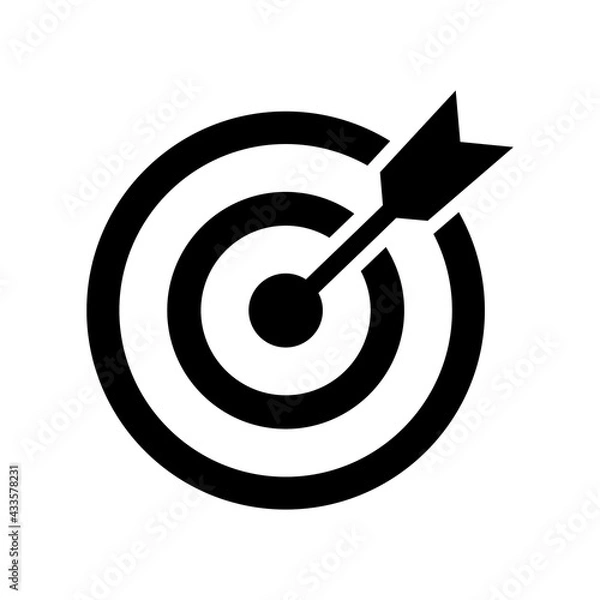 Obraz Target vector icon. Target with arrow icon. Mission or business goal logo. Target dart icon vector illustration isolated on white background. Vector for app or ui ux.