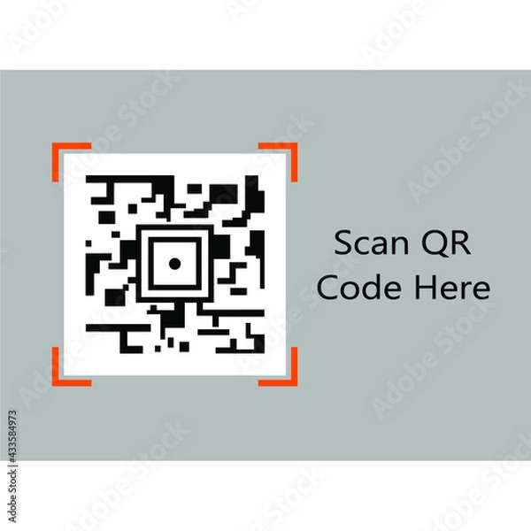 Fototapeta a QR code image of several orange squares at the end and a sentence next to it