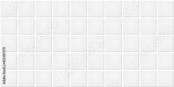 Fototapeta Luxury white ceramic tiles wall texture abstract background vector illustration