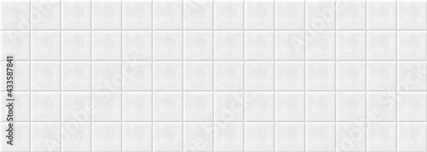 Fototapeta White ceramic tiles with marble texture abstract background vector illustration