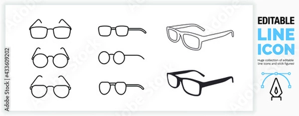 Obraz Editable line icon of different glasses