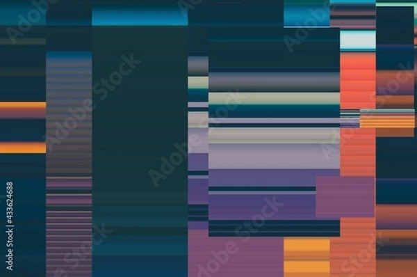 Fototapeta Modern background with dead pixel and bug, glitch and error signal. Optical distortion, overlapping geometric. It can be used for web design, printed products and visualization of music.