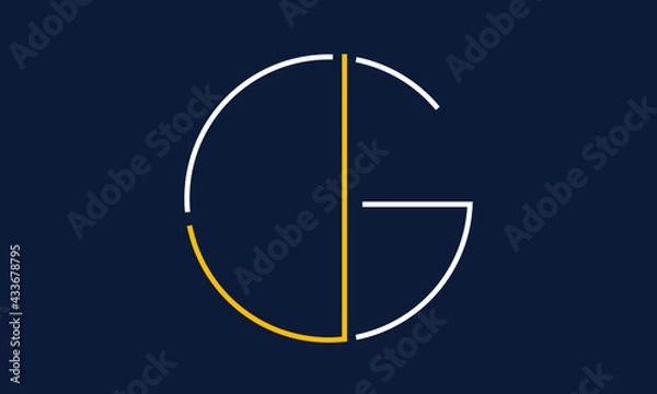 Fototapeta GJ/JG logo, GJ/JG letter logo design with white, yellow and navy blue color, GJ/JG Business abstract vector logo monogram template.