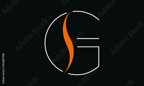 Fototapeta GS/SG logo, GS/SG letter logo design with white, orange and black color, GS/SG Business abstract vector logo monogram template.