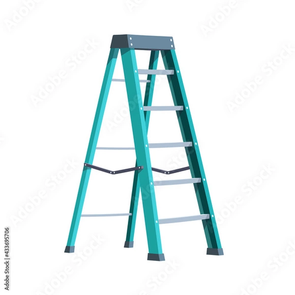 Fototapeta Folding ladder on white background. Vector illustration. Metal stepladder. Vector 3d illustration.