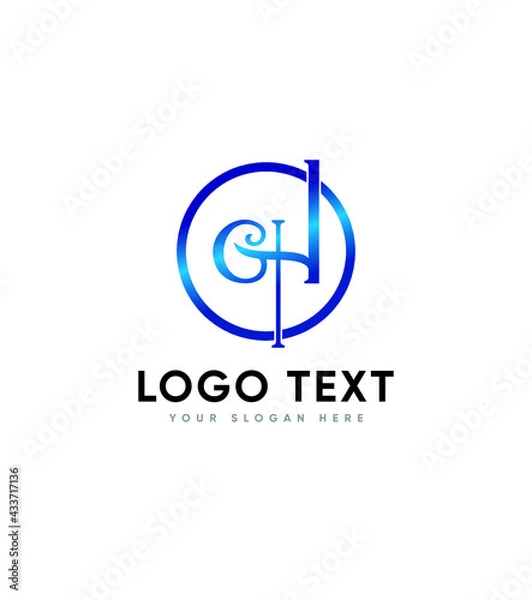 Fototapeta G and H links creative vector logo template