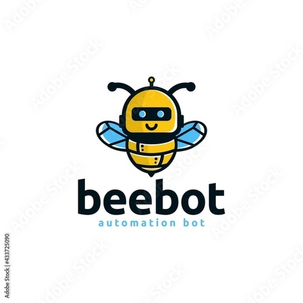 Obraz robot bee logo vector illustration