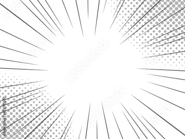 Fototapeta 集中線とハーフトーン　ベクター素材