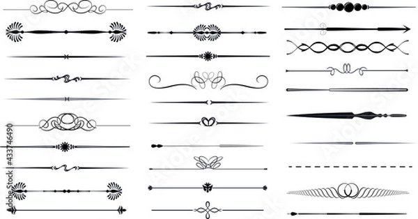 Fototapeta dividers, borders and frame lines vector set, icon, symbol, logo, clipart, isolated. vector illustration. vector illustration isolated on white background.
