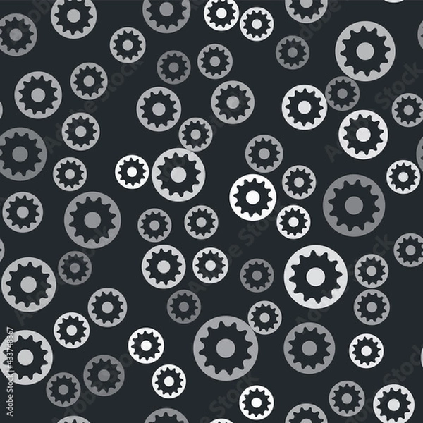 Fototapeta Grey Chakra icon isolated seamless pattern on black background. Vector