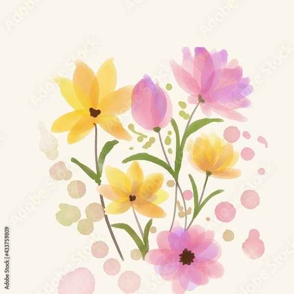 Obraz Yellow and Pink Water colour General Greetings