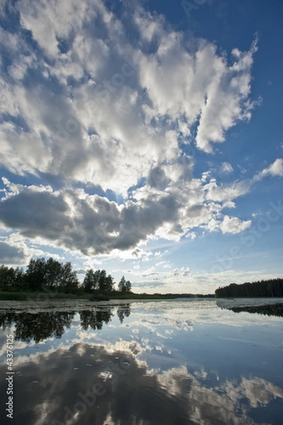 Fototapeta lakescape with clouds